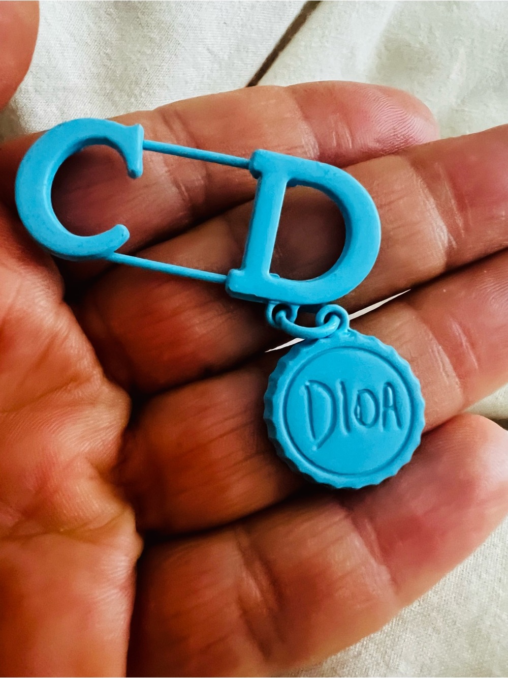 Blue Fashion CD Charm Safety Pin unisex